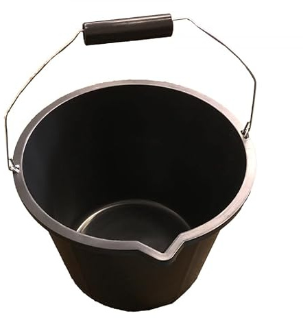 15 Litre Heavy Duty Builders Bucket – Sturdy Plastic Body with Pouring Spout & Metal Grip Handle – Marked in Gallons and Litres – Ideal for Mixing, Carrying, Gardening & Site Cleaning