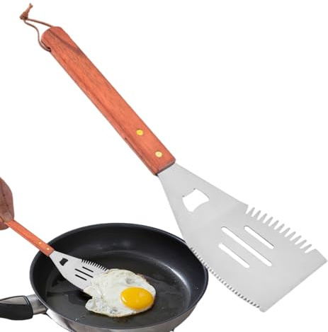 Krmoau Metal Barbecue Spatula, Barbecue Accessories for Camping, Heat Resistant Grill Spatula for Garden, Patio, Picnic, BBQ and Outdoor Use