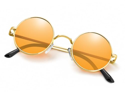Morcheiong Retro Runde Polarisierte Sonnenbrille UV400 Hippie Style Unisex Sonnenbrillen Kreis für Damen Herren