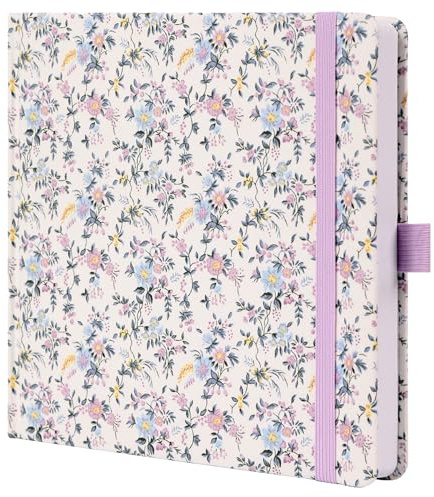 TIEFOSSI Punktiertes Notizbuch, für Frauen und Männer, Stoffblumen-Notizbuch, 160 g/m² dickes Papier, 160 nummerierte Seiten, 20,4 x 20,4 cm quadratisches Tagebuch
