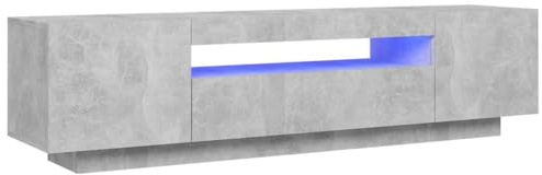 Hommdiy TV-Schrank mit LED-Beleuchtung Betongrau Sideboard Lowboard 160x35x40 cm
