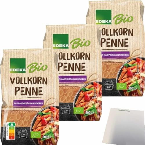 usy Bundle für Edeka Vollkorn Penne 3er Pack (3x500g Packung) + usy Block
