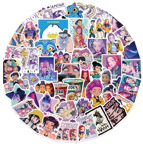 60 Sticker Set Anime Charakter Design, Wasserdichte Demo Movie Aufkleber, Vinyl Dekor für Laptop, Skateboard, Handyhülle, Helm, Geschenk,DIY Journal,Erwachsene & Teens
