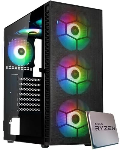 EMCA4 Computer Gaming PC Assemblato Ryzen 5 5600X 6core 12Threads fino a 4,60Ghz - RX 9060XT 16GB - M.2 1TB nvme - Ram 16GB DDR4 - ARGB - Windows 11-6 Ventole ARGB