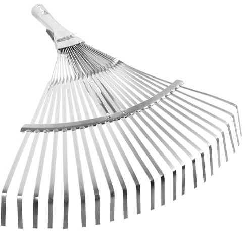 Yardenfun Rastrillo de Hojas de Jardinería Mango Telescópico de Acero Inoxidable, Ligero y Resistente para Plantar y Trabajos el Jardín