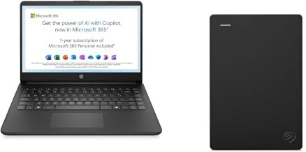 HP 14” Laptop | Intel Celeron N4500 Processor + Seagate Expansion 2TB external Hard Drive