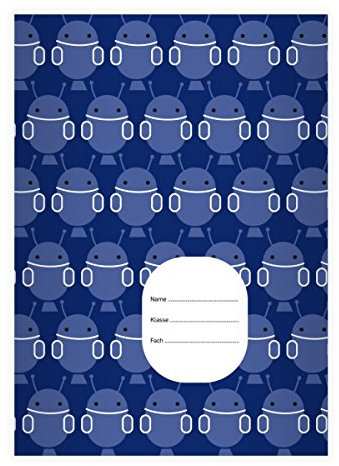 Kartenkaufrausch 2 Außerirdische DIN A5 Schulhefte, Schreibhefte mit coolen Mars Männchen, Robotern in blau Lineatur 2 (liniertes Heft)