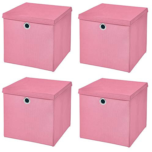 StickandShine 4er Set Rosa Faltbox 28 x 28 x 28 cm Aufbewahrungsbox faltbar mit Deckel