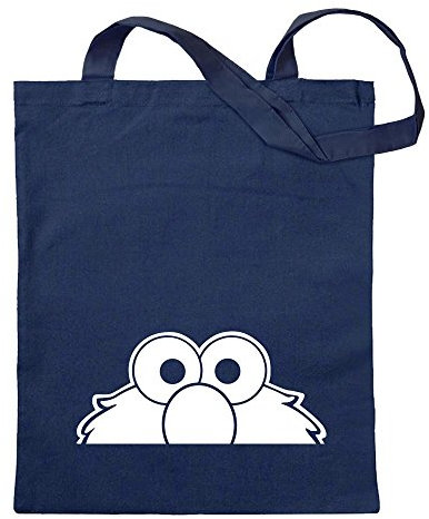 Kiwistar - Baumwolltasche - dunkelblau - Elmo - Halber Elmo - Ernie - Bert - Tragetasche Stoffbeutel Umhängetasche Langer Henkel