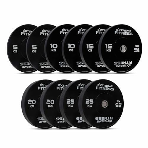 EXTREME FITNESS® RUBBER BUMPER OLYMPIC WEIGHT PLATES for Weightlifting 2 (150KG set (5/10/15/20/25kg pairs))