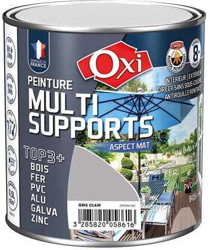 Peinture TOP 3 bois fer pvc mat 500ml gris clair ral7035