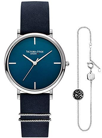 VICTORIA HYDE Damen Quartz Uhren Armreifen Set Lederband