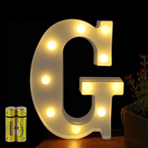 HONPHIER® Buchstaben Lichter Alphabet Lampe LED Brief Beleuchtung Buchstabe Licht Beleuchtete Buchstaben Nachtlichter Dekoration für Geburtstag Party Hochzeit Kinderzimmer (G)