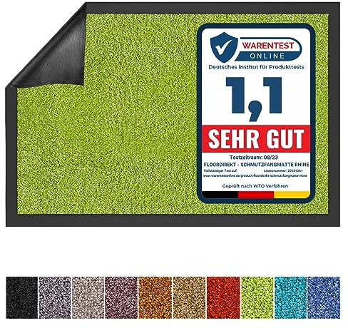 Floordirekt Schmutzfangmatte Rhine - waschbare & leistungsstarke Fußmatte - Sauberlaufmatte mit Rutschfester Rückseite - Türmatte für den Eingangsbereich (Grün, 60 cm x 90 cm)