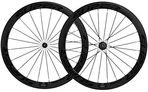 Superteam 50mm Clincher Wheelset 700c 23mm Width Cycling Racing Road Carbon Wheel Decal (Black Decal)