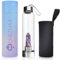 ChezMax Crystal Glass Water Bottle Energy Bottle Wellness Gem Water Bottle with Removable Natural Crystal Center