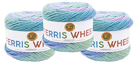 Lion Brand Yarn Riesenrad-Garn, mehrfarbiges Garn zum Stricken, Häkeln und Basteln, 3er-Pack, Cotton Candy