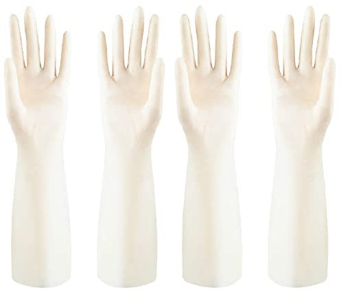 Discoball 2 Pairs Rubber Gloves with Flocked Lining for Kitchen Cleaning, Gardening, Household Duties, Latex Free Reusable Gloves