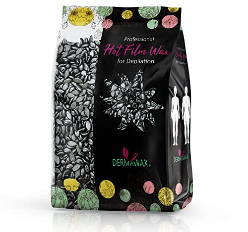 Dermawax Black Wachs Heisswachs Waxing Perlen Wachsperlen zur Ganzkörper Haarentfernung für Männer und Frauen- Gesicht Rücken Arme Beine Bikini Ohren Nasen Enthaarung (1 kg, Black Silver)