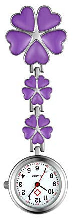 1PCS Herz Blume Krankenschwesteruhr Schwester Uhr Frauen Mädchen Anstecknadel mit Stethoskop Revers Fob Taschenabzeichen Brosche Uhren für Arzt Krankenschwester Leicht zu lesen