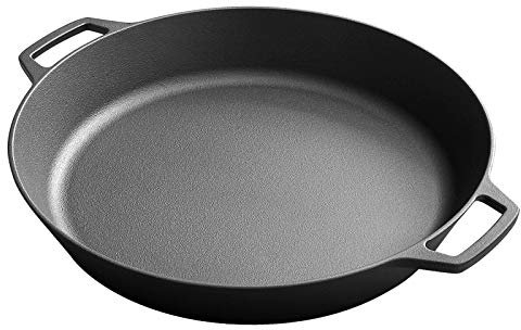EDGING CASTING Pre-Seasoned Cast Iron Skillet, Large 15 Dual Handle Frying Pan for Bread, Baking,Pizza, Outdoor Cooking, Camping, Grill, Stovetop, Oven Safe Cookware