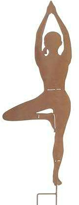 Gartenstecker Yoga Figur – Hochwertig & Wetterfest - Metall Yogafigur - Edelrost Dekofigur Entspannung/Meditation/Wellness - Gartendeko/Dekoration (Design 1)
