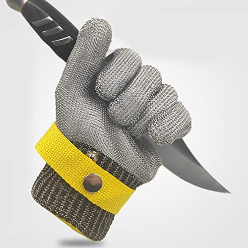 SIQI Cut Resistant Glove Level 5 Cutting Glove Steel Wire Mesh Metal Glove for Kitchen, Garden, Durable Cut Glove for Men or Women-M