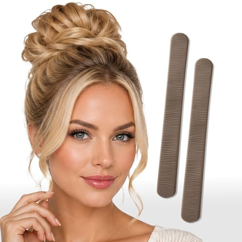 PONY-O Patentierter Pferdeschwanzhalter und Duttmacher für Pferdeschwanz, 2 Stück, einfaches Styling-Zubehör für Ballett-Dutt, Hellbraun