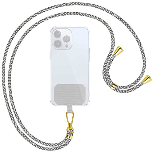 mtb more energy® Universal Handykette - Fancy Fishnet - Metallteile Farbe Gold - kompatibel mit vielen Handyhüllen - Band Seil Kordel zum Umhängen