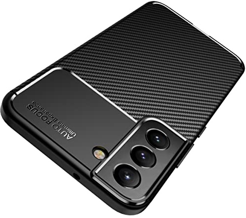 AVANA Hülle für Samsung Galaxy S22 Schutzhülle Flexibles Slim Case Schwarz Schutz Silikon TPU Schale Kratzfest Handyhülle Bumper Cover Carbon Optik