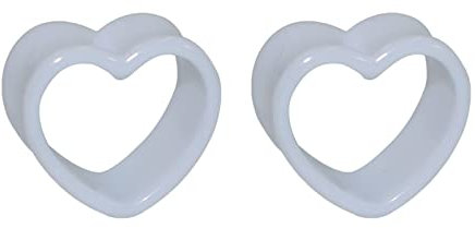 Beydodo Tunnel Piercing 18MM, Ohr Plug Acryl Herz Weiß Ohr Tunnel Expander Set