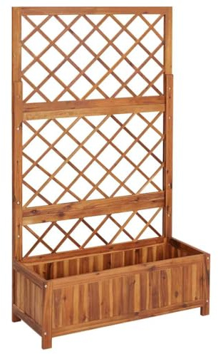 vidaXL Arriate con Enrejado Madera Maciza de Acacia 85x38x150 cm