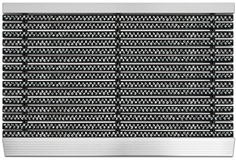 KARAT Fußabtreter für Innen & Außen - Fußmatte mit Hochleistungs-Bürsten - Eingangsmatte - Schmutzfangmatte Schuhabstreifer Türmatte (40 x 60 cm, Profi Brush - Schwarz-Weiß)