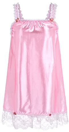 Satini Lingerie Raso Femminuccia Babydoll Balze con Volant Pizzo Sottogonna Indumenti da Notte (Rosa Pastello, S)