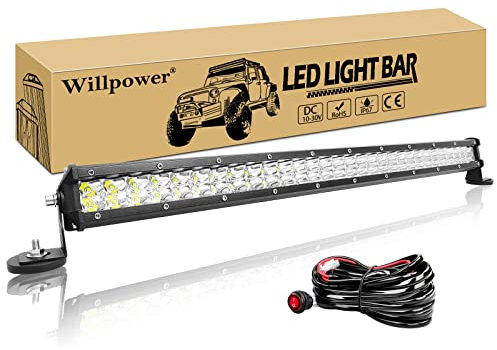 Willpower Led Arbeitsscheinwerfer Bar Traktor 24 Zoll 180W + Magnet Halterungen + Kabelbaum Led Scheinwerfer 12V 24V Zusatzscheinwerfer IP67 Wasserdicht LED Light bar für Offroad Auto LKW 4x4 ATV