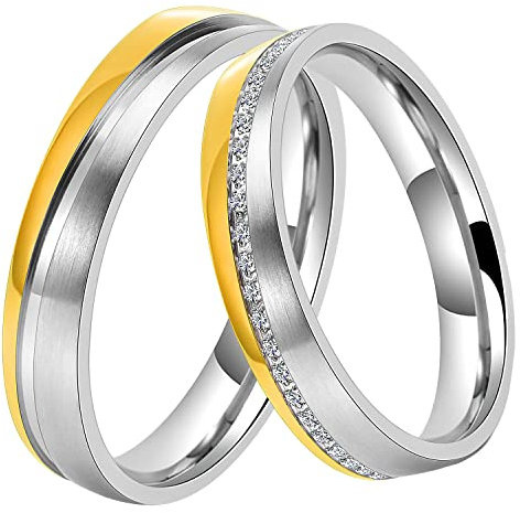 DOOSTI Trauring/Ehering/Partnerring - NEW HOPE Chirurgischer Edelstahl 316L Bicolor - hochwertiger Edelstahlring - Damen und Herren Variante - Mit Gratis Gravur (Ring ohne Stein, 54)