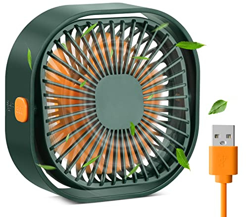 RJVW Petit ventilateur de bureau USB de 10,2 cm, ventilateur de refroidissement à 3 vitesses et rotatif à 360°