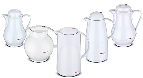 ROTPUNKT Isolierkanne I 1,0 Liter I hochwertig I Kaffeekanne I Teekanne I Glaseinsatz I langlebig I langanhaltender Geschmack I 24 Std heiß 36 std kalt (300 arctic white, 1,0 L)