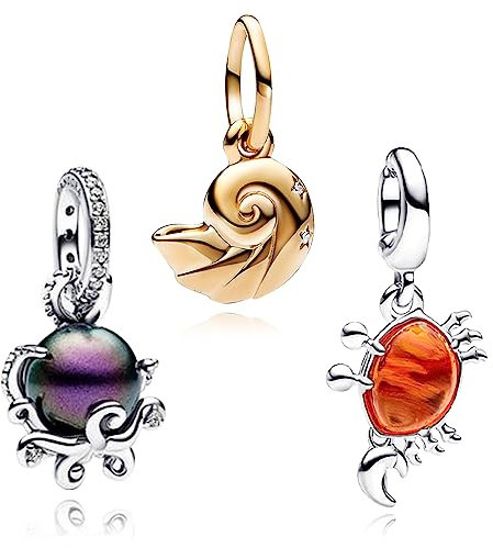 H.ZHENYUE Anhänger Charms 925 Sterling Silber Ocean Animal Series with Cubic Zirconia für Europäische Armbänder und Halskette,Schmuck Geschenk für Weihnachten,Valentinstag,Muttertag Pack von 3 Damen