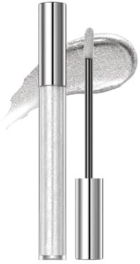 Dyceittdia Flüssiger Lippenstift, 2.4g Antihaft-Lipgloss, Schimmernde Lippenstifte, Langanhaltende Farbe, Eyeshadow Mehrzweckfarbe, Silber, Lipstick Lipsticks