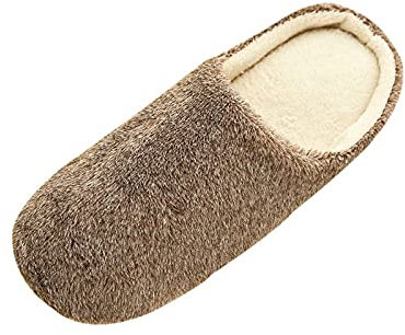 Routefuture Chaussons Hiver Pas Cher, Confortables Pantoufles Coton Peluche Chaud Mules pour Femme Fille, Café #2, EU 39.5 - EU 40