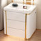 NaLsa Smart Nightstand Nightstand with Charging Station Side Tables Living Room 3 Drawer Led Night Stand Table with USB and Induction Ligh Nightstand White for Bedroom and Living Room/Gold Smart