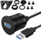 USB 3.0 1M Male to Female Car Round Flush Dash Panel Mount Cable Extension for Car, Vehicle, Boat, Truck, Bike, Motorcycle, Yacht Dashboard Panels (1 Meter)
