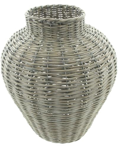Korbvase Landhaus, Weide, grau gekalkt, Metall Maße: ca. Ø 28 x 33 cm