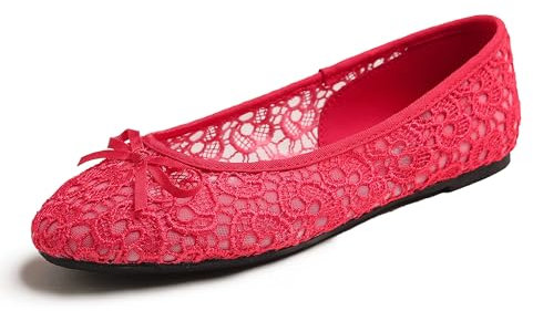 Feversole, runde Spitze, Ballerinas, Häkelschuhe, flach, bequem, atmungsaktiv, Lollipop Rot Spitze, 39 EU