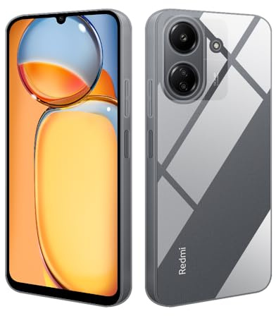 HSP Cover per Xiaomi Redmi 13C, Custodia Silicone, Slim Case, Trasparente | TPU anti ingiallimento, antiurto, sottile, tagli precisi, bordi rialzati, protezione telefono, phone e smartphone