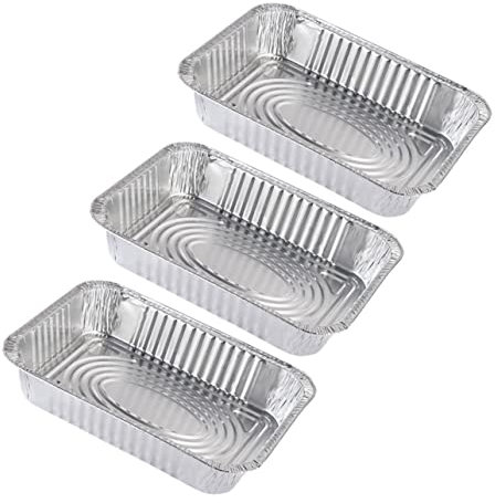 Ciieeo 3pièces Moule à Barbecue Aluminium Alimentaire avec Couvercle Boîte Emballage à Emporter pour Barbecue