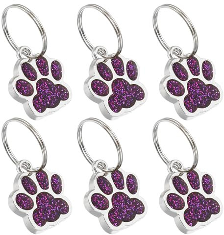 PATIKIL Tier Hund Katze Pfotenabdruck Anhänger, 6 Stück Kristall Fußabdruck Perlen Druckknopf für DIY Halskette Armband Schmuckherstellung, Lila