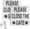 SINMAO Please Close The Gate Sign Dog Metal Brushed Self Adhesive Small 15x15cm with Pre-Drilled Holes Hanging Sign Silver 2 Pack