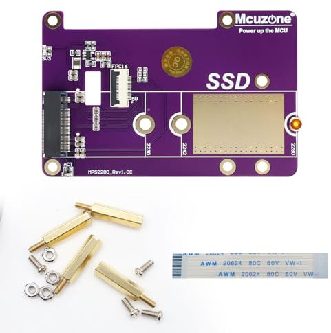APKLVSR M.2 NVMe SSD Pip PCIe Peripheral Board für RPi 5,unterstützt Pciex1,Gen2/3 Mode,PCIE-zu-M.2-SSD-Adapterplatinenmodul für RPi 5